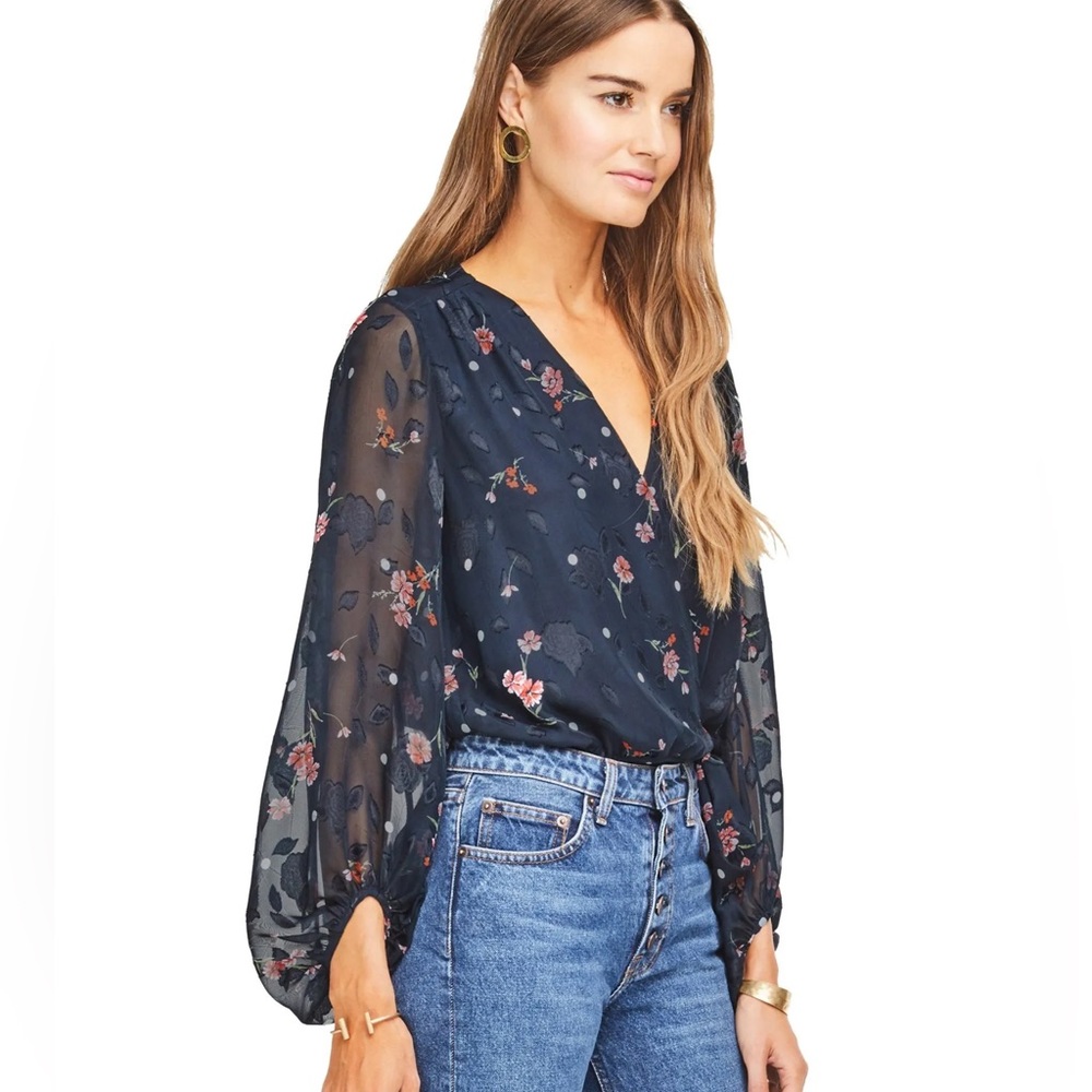ASTR The Label Jill Navy Floral Bodysuit